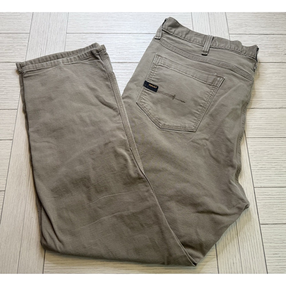 Ariat Rebar Men's M4 Relaxed Straight Jeans Khaki Size 42/32. Classic Western